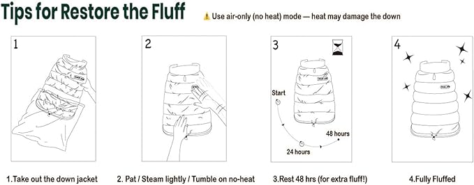 SPACE LION Dog Puffer Jacket, Down Winter Coat, Durable Outdoor Coat for Cold and Windy Conditions, Lightweight & Adjustable Fit Coats for Medium Dogs, (Khaki, Size14/L)