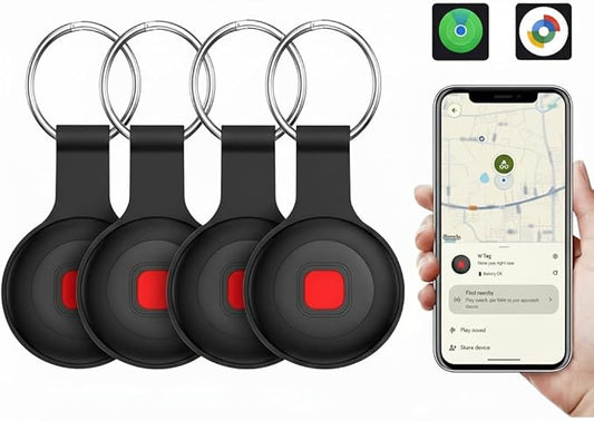 Air Tracker Tags for Android & iPhone, Bluetooth Item Finder Compatible with Apple Find My and Android Find Hub, 4 Pack Anti-Lost Dog/Pet/Key Tracker Tags with IP67 Waterproof Silicone Cases