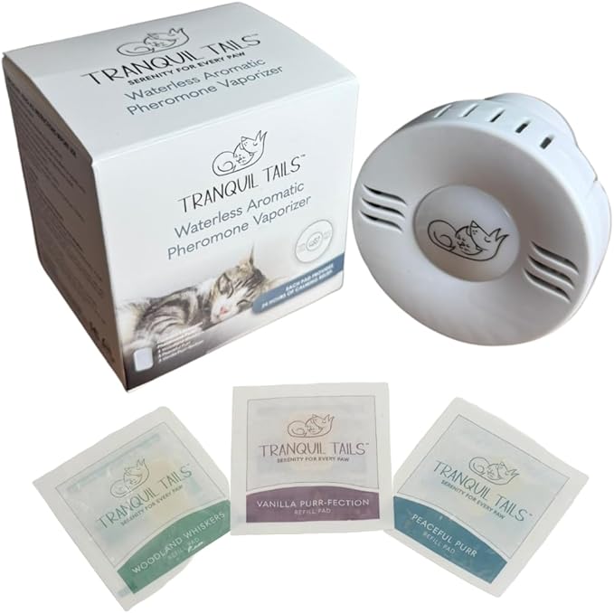 Calming Pheromone Diffuser for Cats with 3 Scented Pads, Pet Anxiety Relief with a Gentle Fragrance