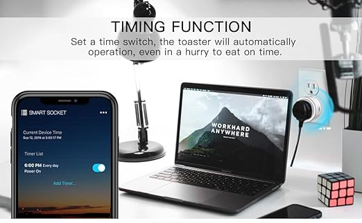 Smart Plug, Wi-Fi Outlet Socket Compatible with Alexa and Google Home, Automate APP, Timer Function, Voltage Measurement Function, (4 pcs)