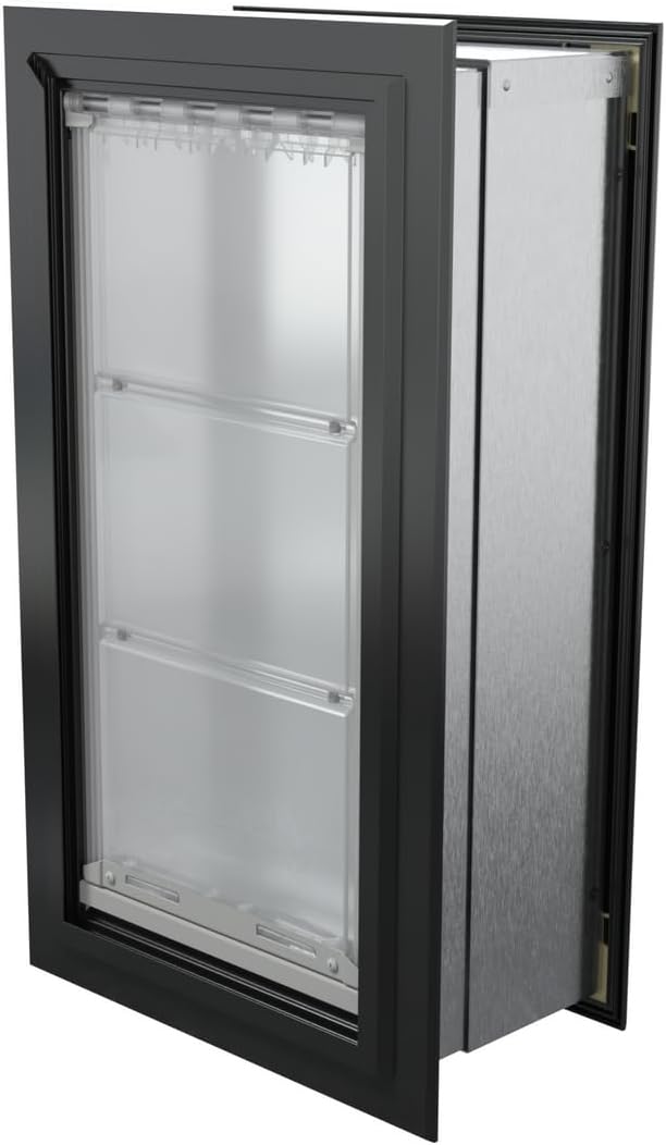 Endura Flap Giant Dog Door for Walls | Designed for Extra-Large & Tall Dogs | Energy Efficient Wall Mount Pet Door | Durable & Pet Safe | Black, Single Flap Wall Mount