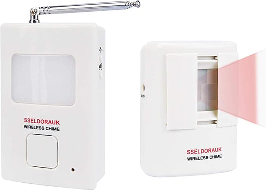 Dog Barking Alarm Motion Detector,Pir Wireless Human Body Walking Sensor Doorbell Door Security Alert System Device for Home or Office Burglar Deterrent (1Sensor + 1Receiver, White)