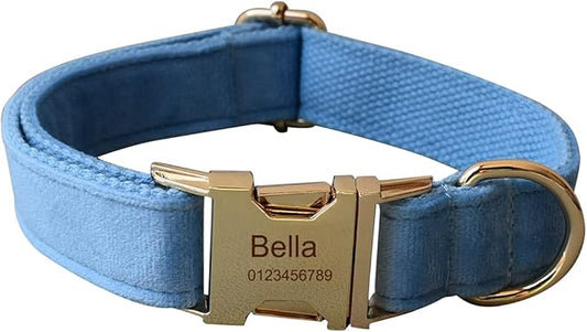 Dog Collar Custom Personalized Engraved Name and Phone Number for Puppy Small Medium Large Pets (L, Sky Blue)