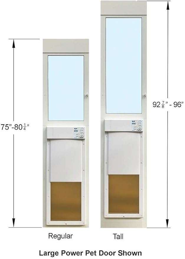 Power Pet Electronic Dog Door - High Tech Pet Electronic Pet Doors - Fully Automatic Sliding e-Glass Electronic Dog Doors - Pets up to 100 lbs - Large - Regular 75" - 80-1/4" Patio Doors - PX2-SRE