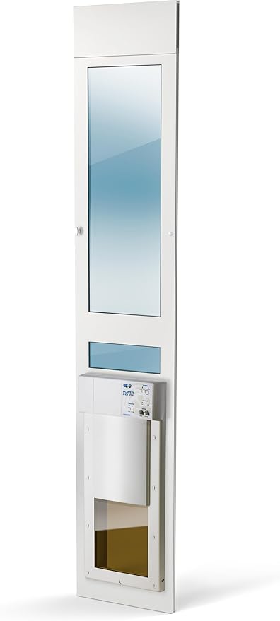 Power Pet Electronic Dog Door - High Tech Pet Electronic Pet Doors - Fully Automatic Sliding e-Glass Electronic Dog Doors - Pets up to 30 lbs - Medium - Regular 75" - 80-1/4" Patio Doors - PX-1-SRE