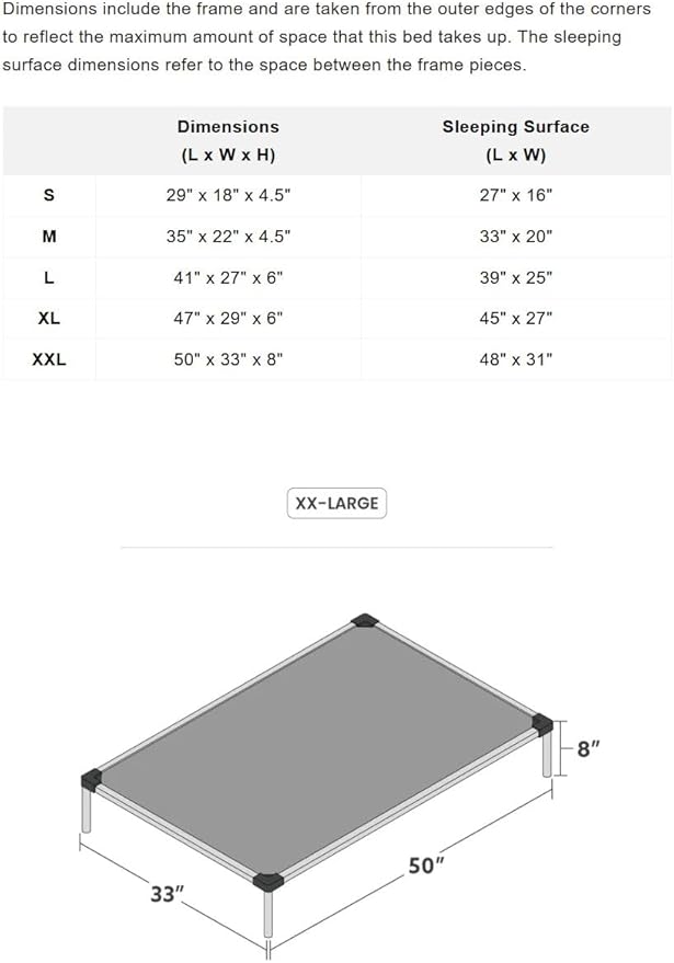 K9 Ballistics Chew Proof Elevated Outdoor Cooling Cot Bed for XX Large Dogs - Virtually Indestructible, Preassembled, Withstands Aggressive Chewers - XXL, Black Mesh