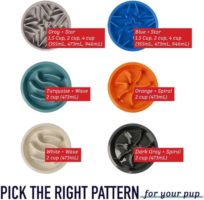 Leash Boss Slow Feeder Dog Bowls - 1.5 Cup, Puzzle Dog Food Bowl with Feeder Holes, Fits into Elevated Pet Feeders, Slow Eating for Large, Medium & Small Sized Breeds, Gray