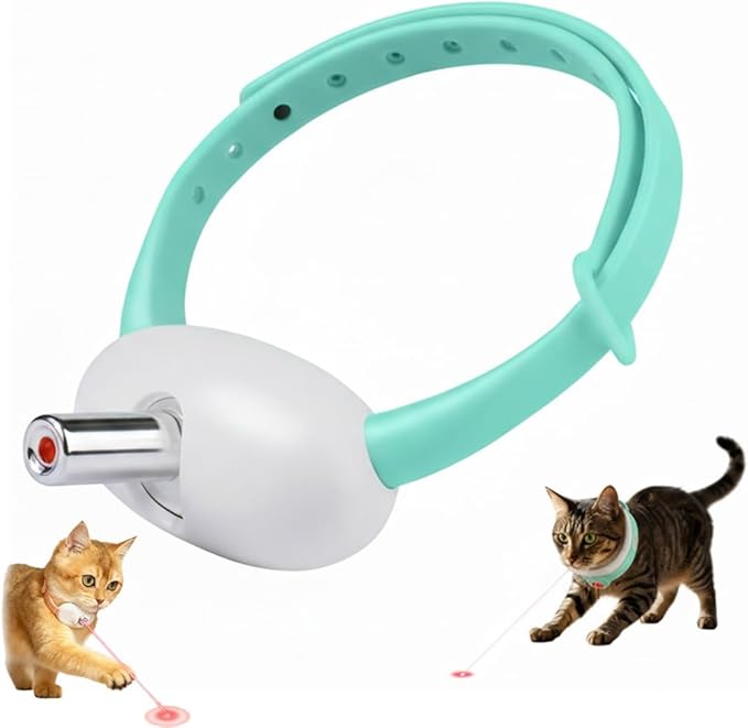 Automatic Cat Laser Collar – Smart Interactive Hands-Free Laser Toy to Keep Cats Active,Lazer Pointer cat Toy,Tumbler Wobble Teaser,USB Charging Electric Vibration Exerciser