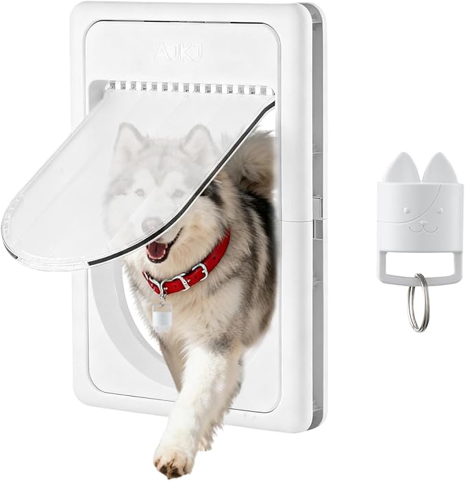 Smart Electronic Pet Door, Automatic Dog Door with 3 Modes, Battery Powered Electronic Sensor Pet Door with 1 Sensing Key, Fit for Large Pets Up to 85lbs. (New Upgraded) - Large Size