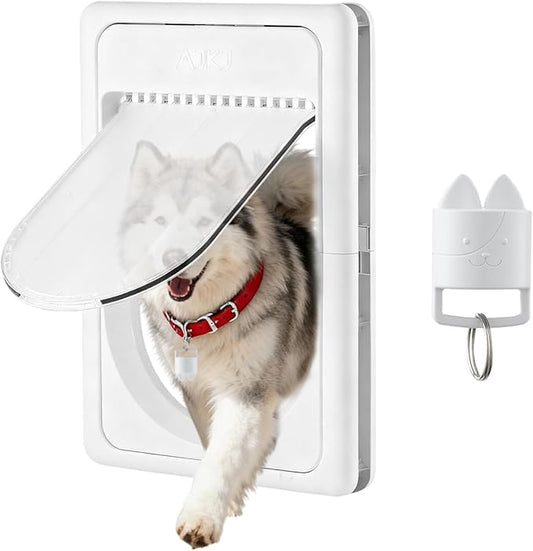 Smart Electronic Pet Door, Automatic Dog Door with 3 Modes, Battery Powered Electronic Sensor Pet Door with 1 Sensing Key, Fit for Large Pets Up to 85lbs. (New Upgraded) - Large Size