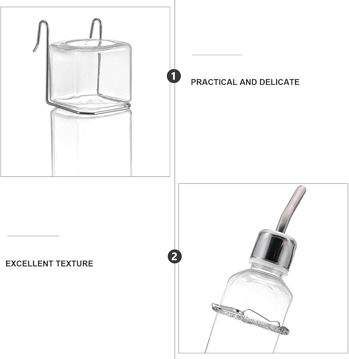 POPETPOP 2 Pcs Pet Cage Water Bottle, Small Animal Hanging Water Feeding Bottle No Drip, Hamster Water Feeder for Rabbit, Guinea Pig, Hedgehog, Chinchilla(350 ml)
