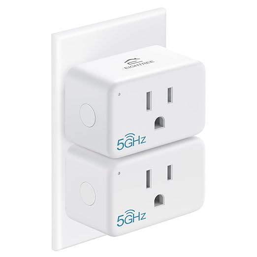 EIGHTREE Mini Smart Plug 𝟓𝐆𝐇𝐳 𝐖𝐢-𝐅𝐢 𝐂𝐨𝐦𝐩𝐚𝐭𝐢𝐛𝐥𝐞 𝟏𝟓𝐀, 𝗘𝗻𝗲𝗿𝗴𝘆 𝗠𝗼𝗻𝗶𝘁𝗼𝗿𝗶𝗻𝗴, Smart Plugs That Compatible with Alexa & Google Home & SmartThings, Remote Control, Timer