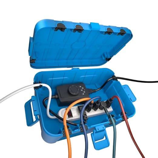 Flemoon Large Outdoor Electrical Box (12.5 x 8.5 x 5 inch), IP54 Waterproof Outdoor Extension Cord Cover Weatherproof, Protect Outlet, Plug, Socket, Timer, Power Strip, Holiday Light Decoration, Blue