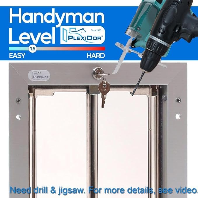 Plexidor Performance Pet Doors for Cats and Dogs - Wall Mount Pet Door with Lock and Key - Energy Efficient - White