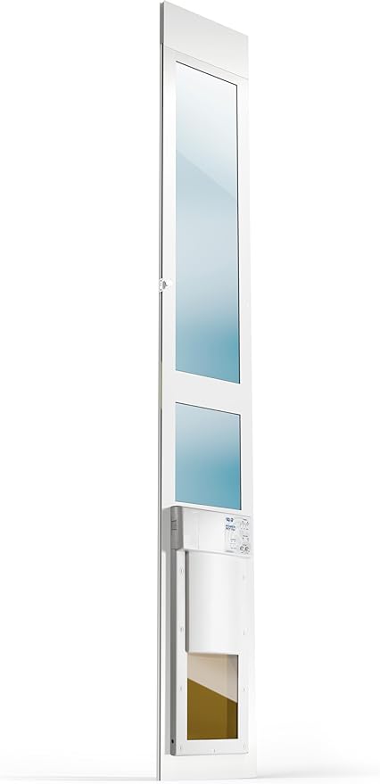 Power Pet Electronic Dog Door - High Tech Pet Electronic Pet Doors - Fully Automatic Sliding e-Glass Electronic Dog Doors - Pets up to 30 lbs - Medium - Tall 93.125" - 96" Patio Doors - PX-1-STE
