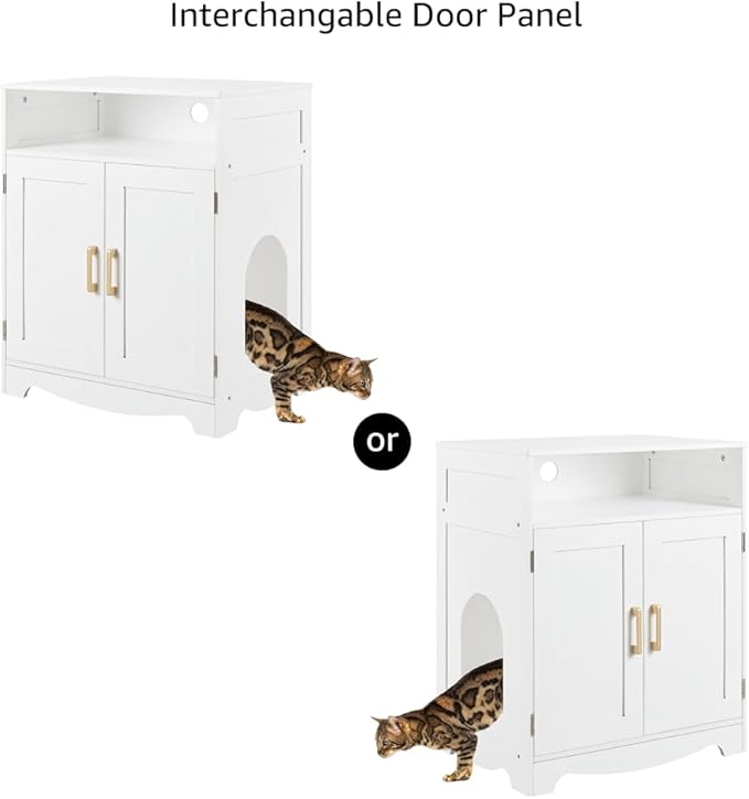beeNbkks Cat Litter Box Furniture, Cat Washroom House Hidden Litter Box Enclosure, Wooden Nightstand End Table, Indoor Pet Furniture Cabinet Pet Crate