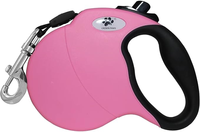 16 ft Retractable Dog Leash for Large Dogs up to 44 lbs,Tangle-Free Nylon Tape,Pink Dan M
