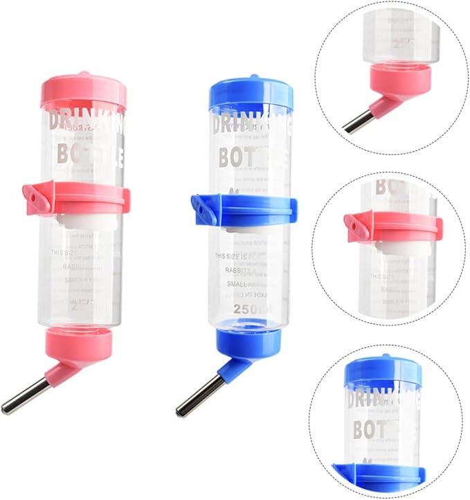 Mikikit 2pcs Leakproof Rabbit Water Bottles for Cage with Built Rolling Ball Large Capacity Water Dispensers for Chinchilla Guinea Pig and Small Pets