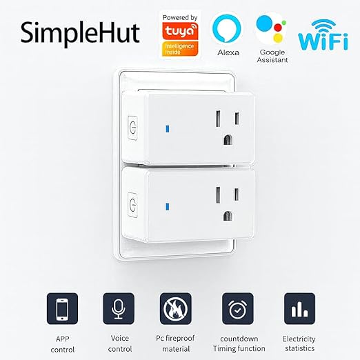 Compact Smart Plug, Works with Alexa & Google Assistant, Smart Life App & Voice Control, Energy Monitoring with Timer & Scheduling, 2.4 GHz WiFi Outlet, 2-Pack
