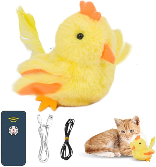 Interactive Chirping Bird Cat Toy,2025 New Flying Bird Cat Toy Flapping Bird Toy,Simulation Chirping Bird Toys Interactive Cat Toys for Bored Indoor Adult Cats (A-Yellow)