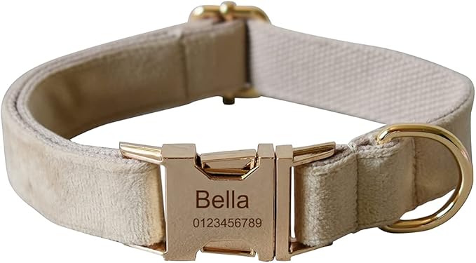 Dog Collar Custom Personalized Engraved Name and Phone Number for Puppy Small Medium Large Pets (XL, Nude)