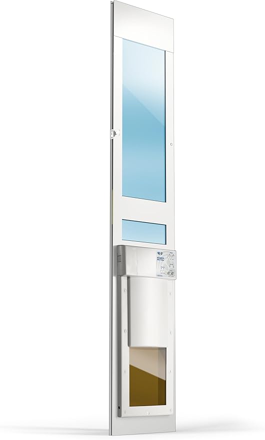 Power Pet Electronic Dog Door - High Tech Pet Electronic Pet Doors - Fully Automatic Sliding e-Glass Electronic Dog Doors - Pets up to 30 lbs - Medium - Regular 75" - 80-1/4" Patio Doors - PX-1-SRE