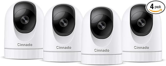 Cinnado 2K Home Security Cameras-2.4Ghz WiFi Indoor Camera with 360° Motion Detection for Pets/Nanny/Baby/Dog, 2 Way Audio, 24/7 SD Card Storage, Cloud Storage, Works with Alexa & Google Home, D1 4P