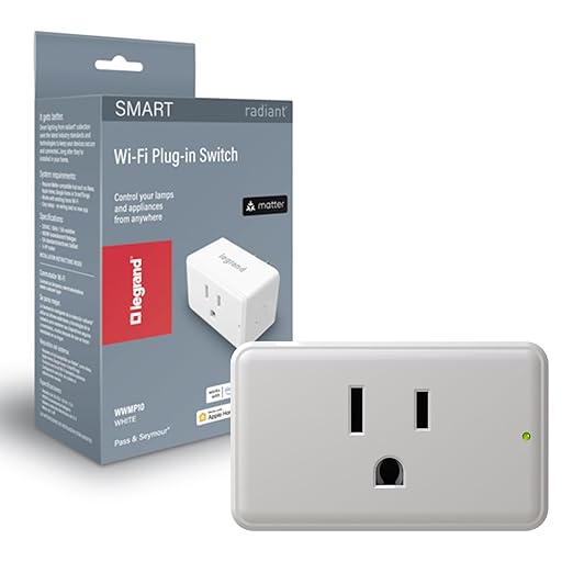 Legrand Radiant® Wi-Fi Matter Smart Plug Matter Hub Required 15A, Easy Setup, Enhanced Compatibility with Apple HomeKit, Google Home, Alexa & SmartThings, Easy Wi-Fi Connectivity w/ Matter (1 Pack)