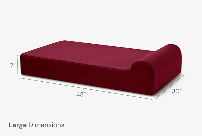 Barker Beds Large Orthopedic Dog Bed - 7" Pillow Top with Headrest - 50-70 lbs - Memory Foam for Joint Pain & Arthritis - Vet Recommended, Washable Cover - Made in USA - 48"x30"x7" - Burgundy