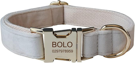 Dog Collar Custom Personalized Engraved Name and Phone Number for Puppy Small Medium Large Pets (S, Cream)