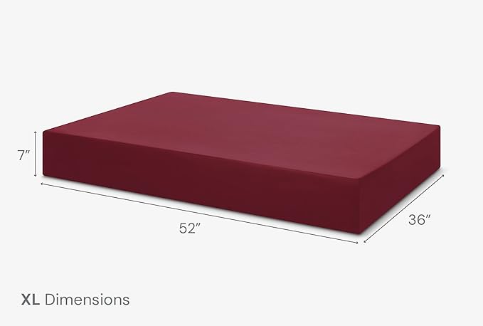 Barker Beds XL Orthopedic Dog Bed - 7" Memory Foam Mattress - 75-120 lbs - Joint Pain & Arthritis Support - Vet Recommended, Washable Cover - Made in USA - 52"x36"x7" - Burgundy