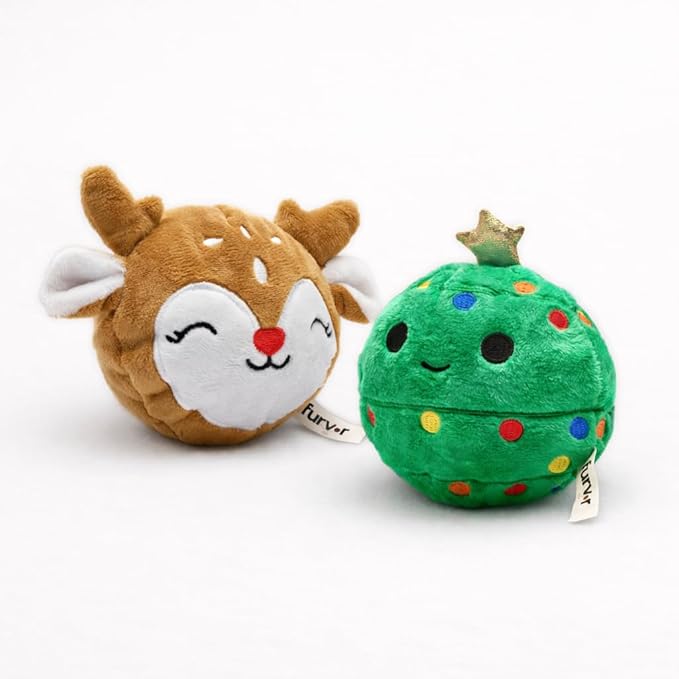 Flourish Pets 2 in 1 Large Prancer Christmas Multi-Layer Chew Toy for Active Dogs | Non-Toxic BPA Free Double Stitched Soft Fabric and Long-Lasting Dog Plush Toys (Large Prancer Tree Pack)