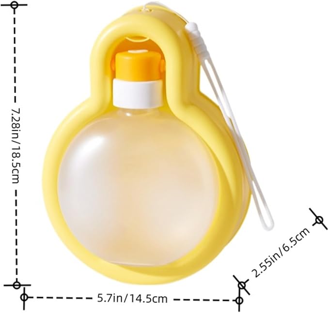 Dog Water Bottle Convenient Leak-Proof Dog Water Bottle Capacity 12 Oz (350 ml).Ldeal for Dogs on Outdoor Walks and Traveling.(Yellow, 12 Ounces)