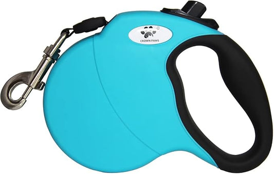 16 ft Retractable Dog Leash for Large Dogs up to 44 lbs,Tangle-Free Nylon Tape,Blue Dan M