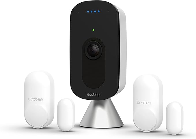 ecobee SmartCamera Smart Security Bundle with ecobee Smart Camera Indoor WiFi Security Camera and 2 Pack SmartSensor for Doors & Windows - Wifi Contact Sensor for Home Security, Energy Savings - Compatible with Smart Thermostats