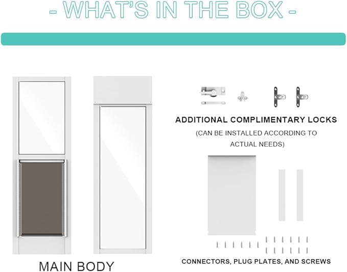 Dog Door for Sliding Glass Door, Adjustable Height 75 4/5" to 80 3/10" Sliding Door Pet Door Insert, Suitable for Dogs Up to 75 lbs, L