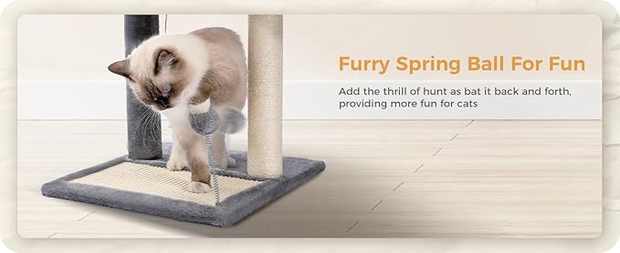 Cat Scratching Post with Soft Perch Nest Sisal-Covered Scratch Posts and Pads, and Cat Ded with Two Plush Balls is Perfect for Playing with Kittens and Cats