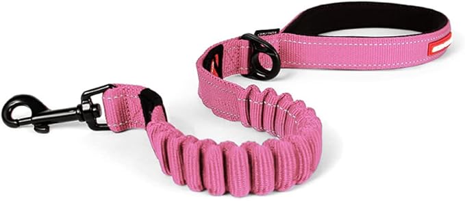 EzyDog Zero Shock Dog Leash - Shock Absorbing Bungee Leash for Dogs That Pull or Excite - Dual Handle and Reflective for Large, Medium, or Small Dogs (25-Inch, Pink)