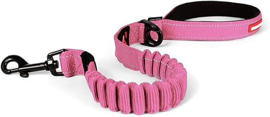 EzyDog Zero Shock Dog Leash - Shock Absorbing Bungee Leash for Dogs That Pull or Excite - Dual Handle and Reflective for Large, Medium, or Small Dogs (25-Inch, Pink)