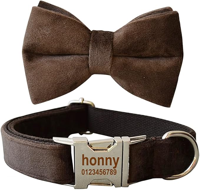 Dog Collar Custom Personalized Engraved Name and Phone Number for Puppy Small Medium Large Pets (XL, Coffee)