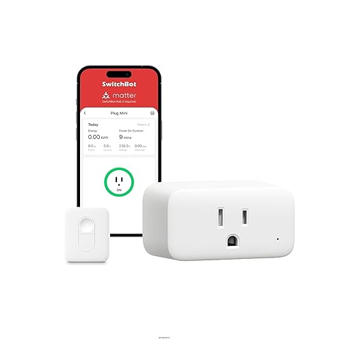 【2025 New】 SwitchBot Smart Plug Mini 15A(1 Pack) with Remote, Energy Monitor, Smart Home WiFi(2.4GHz) & Bluetooth Outlet, Compatible with Alexa & Google Home, APP Remote Control & Timer Function