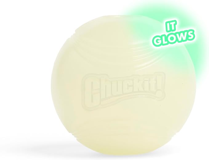 Chuckit! Glow in the Dark Bouncy Balls - Ball for Dogs, Chuckit Dog Toy, Max Glow Balls - Medium, 2.5 Inch, Pack of 4