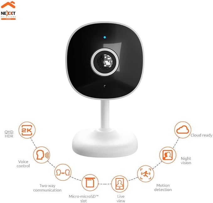 Nexxt 2K Indoor Camera - Smart Wi-Fi Home Security, Wireless Baby Monitor, Dog & Nanny Cam, Easy to Use App, Indoor Room Camera, Human Detection & Night Vision, Camaras De Seguridad para Casa (2PK)
