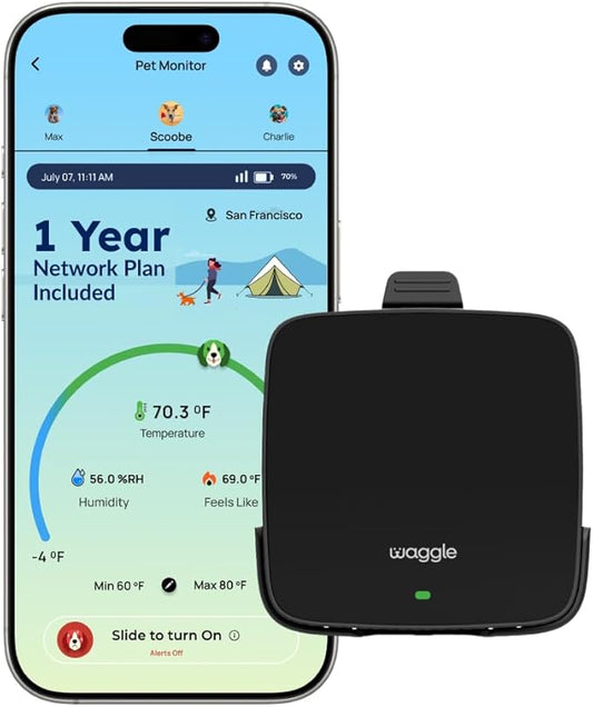 Waggle 4G Pet Temperature Monitor – 1-Year Subscription Included – No Wi-Fi Needed – Real-Time App/SMS/Email Alerts – RV, Car & Home Safety Device with Power-Outage Notifications