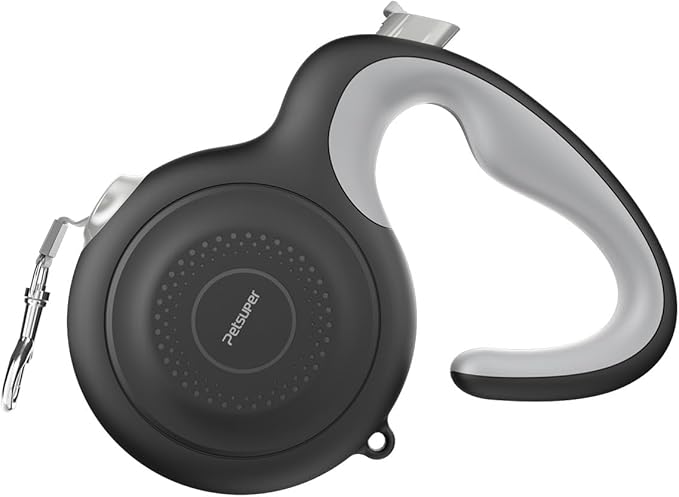 AutoBrake Retractable Dog Leash for Small and Medium Dogs, 360° Tangle-Free Dog Leash and 10Ft Strong Nylon Tape, Ergonomically Comfortable and Lightweight Grip Handle (Black)