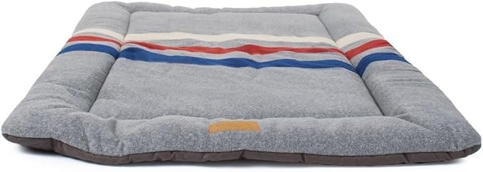Pendleton Fleece Comfort Cushion Dog Bed - Cabin Stripe Gray, M