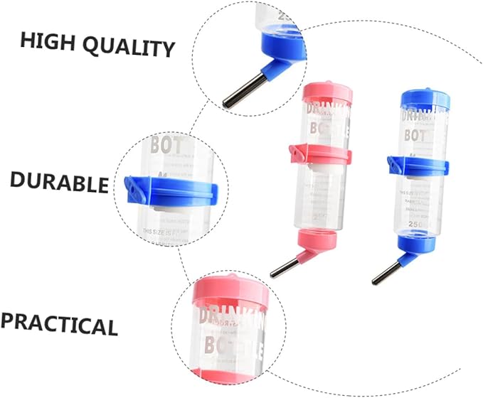 Mikikit 2pcs Leakproof Rabbit Water Bottles for Cage with Built Rolling Ball Large Capacity Water Dispensers for Chinchilla Guinea Pig and Small Pets