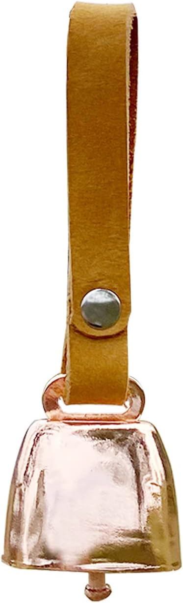 Dog Collar Copper Bell Pet Tracker Noise Maker/Leather Country Cow Bell for Pet Anti- Lost Pendant Tags for Pet Training Tracker Christmas New Year’s Eve(M)(Rose Gold)