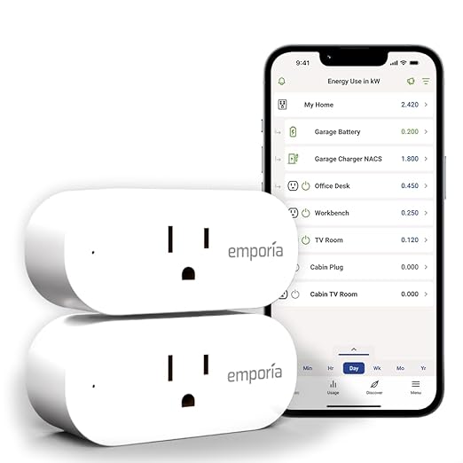 Emporia Energy Monitoring Smart Plug, WiFi Smart Outlet Plug Works with Alexa and Google Home - 15a WiFi Outlet with Timer, Mobile App, Home Energy Monitor, Scheduling - 2.4ghz WiFi Only (2 Pack)