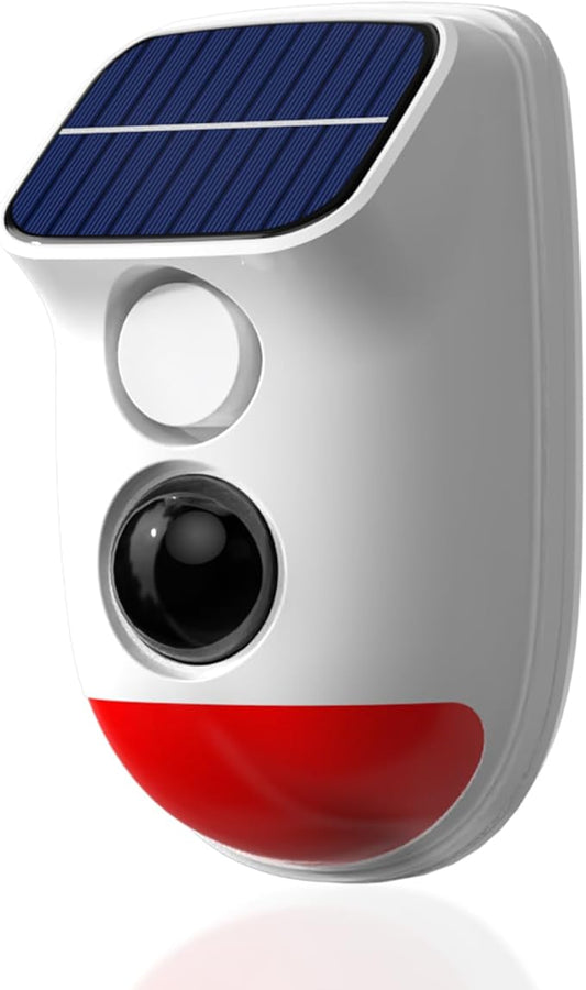 Solar Motion Sensor Alarm - 120dB IP65 Waterproof Security Siren with Strobe Light, 3 Modes for Yard/Farm/Home,16-26ft Pet-Friendly Detection (Buzzer Alarm)